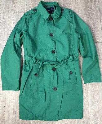 Gabardina Land’s End para mujer con botones delanteros bolsillos para cinturón verde talla mediana 10-12 Foto 1 de 4