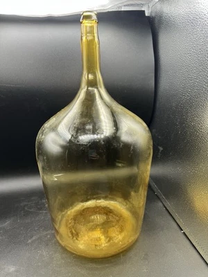 Botella utilitaria antigua italiana ámbar amarillo Demijohn de 15,50" Foto 1 de 4