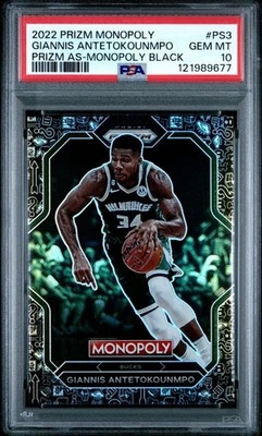 PSA 10 2022 Prizm Monopoly Giannis Antetokounmpo Prizm Black Symbols Foto 1 de 2