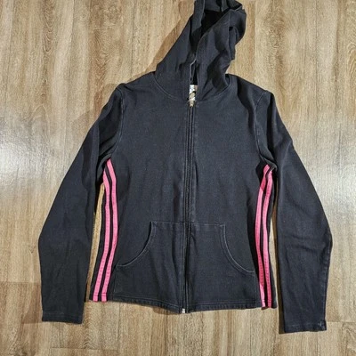 G.W. Sudadera con Capucha Deportiva Mujer Mediana Negra Rosa Cremallera Completa Ligera Foto 1 de 4