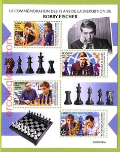 B0734 - GUINEE - Foglio francobolli - 2023 - Scacchi, Bobby Fischer - Foto 1 di 1