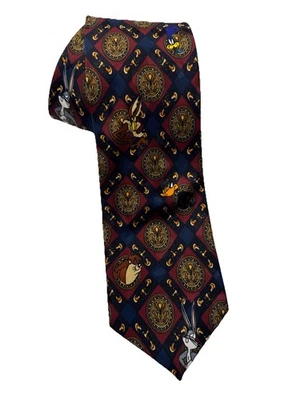 1995 Looney Tunes Mania Tie Taz Bugs Bunny Martian Wiley & Roadrunner Daffy Foto 1 de 4