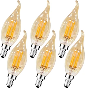 Dusk to Dawn Candelabra LED Bulbs CA11 Vintage Amber Glass Candle Flame Tip Warm - Picture 1 of 6