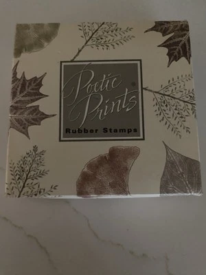 Impresiones poéticas hojas reales conjunto de 4 estampillas de goma artes de héroe Foto 1 de 3