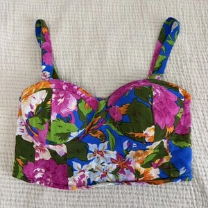 B.O.G Collective Crop Top Donna XS Floreale Bralette Bustier Brillante Spiaggia Tropicale - Foto 1 di 12