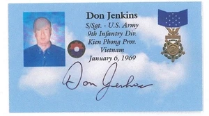 Medaglia d'onore biglietto da visita firmato Don Jenkins - Vietnam O&E - Foto 1 di 1