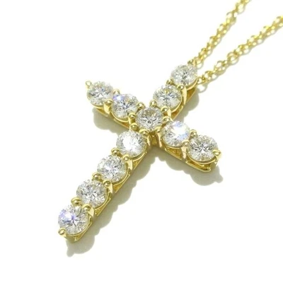 TIFFANY & Co. 18K Gold .42ct Diamond Cross Pendant Necklace - Image 1 of 4