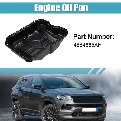 1 pieza de repuesto de cárter de aceite No.4884665AF apto para Jeep Compass 2007-2017 negro Foto 1 de 4