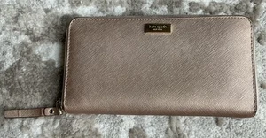 Kate Spade Rose Gold Newbury Lane Saffiano Zip Around Wallet EUC - Picture 1 of 10