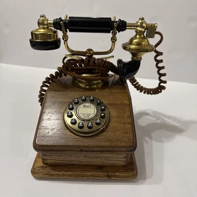 Old Fashioned Push Dial Phone Vintage Retro Style Telephone Desktop - Image 1 of 4