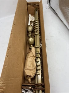 Antike Messing Cafe Traverse Gardinenstange 30” - 50” 12 Ringe 90561 Vintage NOS - Bild 1 von 6