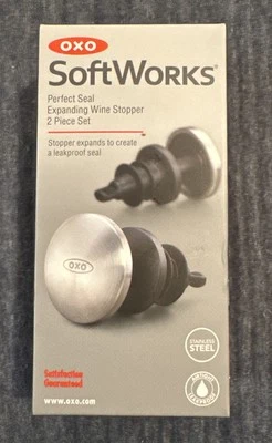 Nuevo Juego de 2 tapones de vino expansibles OXO de acero inoxidable y silicona con sello perfecto Foto 1 de 3