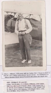 AVIATOR AL WILLIAMS 1923 gewonnen Pulitzer International Race, Schild Echtfoto & News - Bild 1 von 4