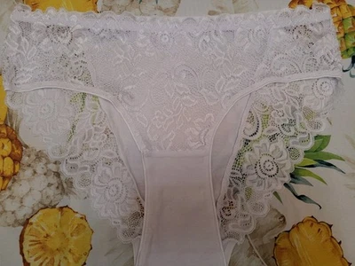 Braguita calzoncillos florales retro chic sexy de encaje transparente BLANCO tiro medio nueva sin etiquetas Foto 1 de 4