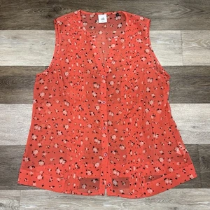 CABI Sleeveless Button Up Sleeveless Top Women’s Sz Large Orange Floral in EUC - Picture 1 of 7