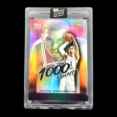Encased Victor Wembanyama RC 2023-24 NBA Topps Now Rookie 1000th Point Holo VW-1 - Image 1 of 2