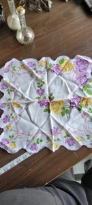 Vintage handkerchief with a floral pattern. Purple And Yellow Flowers  12x12 - Picture 1 of 8