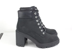 TIMBERLAND Allington Ankle Boots Nubuck Black Block Heel Size UK 8 Eu 41.5 - Picture 1 of 15
