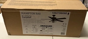Hampton Bay 52 in. LED Bronze Ceiling Fan Remote, Downrod, Reversible Blades New - Picture 1 of 3