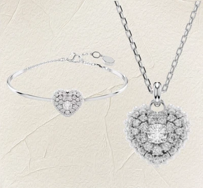 New Idyllia pendant bracelet imitation crystal pearl, heart-shaped white rhodium - Image 1 of 4