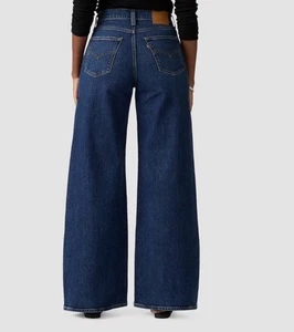 Levi's Premium High Rise Medium Dark Wash Denim Wide Leg Jeans Women's Size 27 - Picture 1 of 11