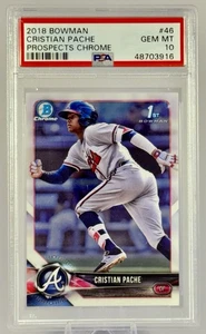 Christian Pache 2018 Bowman Chrome Prospects Rookie RC #46 PSA 10 gemas como nuevo ATL - Imagen 1 de 4