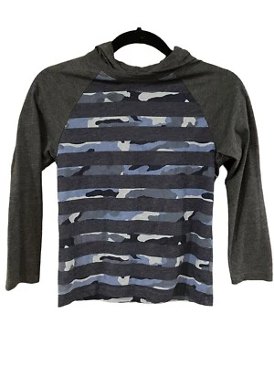 The Childrens Place Boys Gray Blue Camo Pullover Hoodie Jacket Medium 7-8 - Image 1 of 4