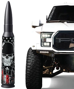 ANTENA BALA 50 CAL PARA FORD, DODGE Y RAM F150 F250 F350 ANTENA CALAVERA NEGRA - Imagen 1 de 9