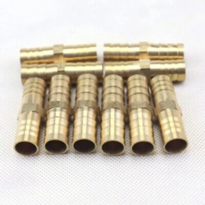 10Pcs NEW Brass Hose Barb Mender Union Brass Fitting Gas Fuel Water Air 1/2"12mm - Image 1 of 4