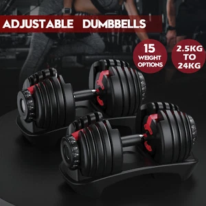 24kg Adjustable Dumbbell Dumbbells Set Weight Plates Home Gym Fitness Exercise O - Picture 1 of 12