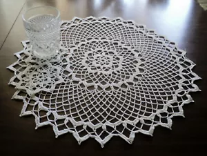 New Hand Crochet 3 Piece Set *One 18" Round Doily & Two 5" Doilies - Picture 1 of 3