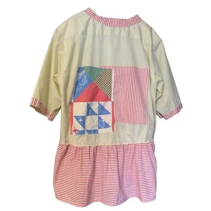 Upcycling Artsy Tunika Top XL Lagenlook Festival Art To Wear 3/4 Relaxed Hi Low - Bild 1 von 15