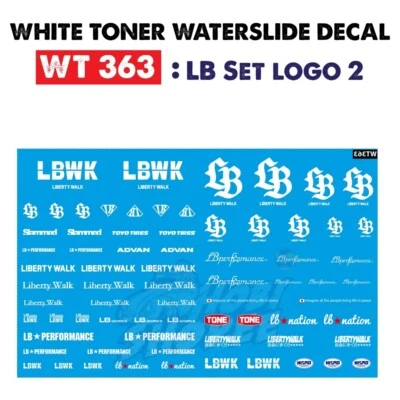 WT363 White Toner Waterslide Decals # LB SET LOGO 2 #Custom 1:64 Diecast - Image 1 of 3