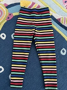 Hanna Andersson Girls Sz 120/6 Stripe Multicolor Terry Lined Leggings Made Peru - Picture 1 of 6