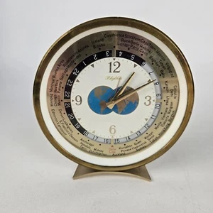 Reloj despertador Relide World Time vintage de latón con motivo de globo - Imagen 1 de 8