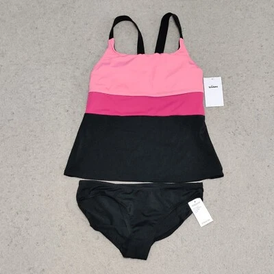 Nike Swim Tankini 2 Piezas Traje de Baño Espalda Corredora Rosa Negro Talla Med NESSB393-656 Foto 1 de 4