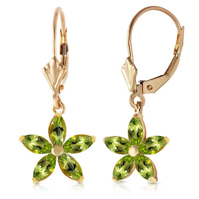 14K.SOLID GOLD LEVER BACK EARRING WITH NATURAL PERIDOT (Yellow Gold) - Image 1 of 4