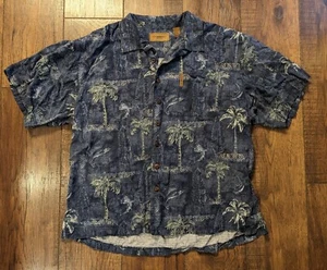 Clearwater Outfitter Mens Button Down Shirt XL Blue w/ Palm Trees Print Cotton - Picture 1 of 19