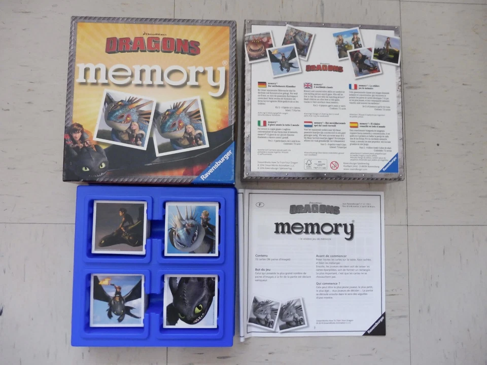 Jeu de société complet DRAGONS MEMORY - DreamWorks - Ravensburger - 2014 - Photo 1/1