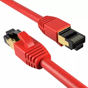 Lotto cavo Ethernet CAT8 RJ45 alta velocità 40 Gbps rete schermato rosso rame - Foto 1 di 10