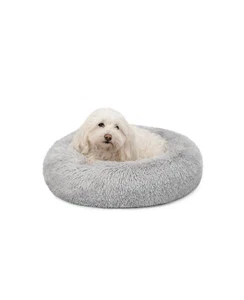lionto Hundebett rund Hundekissen Hundesofa Donut 50cm Durchmesser, hellgrau - Bild 1 von 5