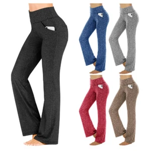 New Flare Wide Leg Pants High Waist Casual Comfortable Girls' Yoga Pants - Picture 1 of 32