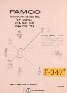 Manual de modelos Famco EW, servicio de instalación de cizallamiento y piezas - Imagen 1 de 1