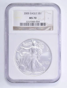 MS70 2005 American Silver Eagle 1 Oz NGC Graded Brown Label - Picture 1 of 5