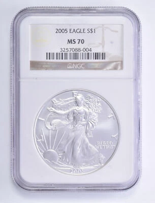 MS70 2005 American Silver Eagle 1 Oz NGC Graded Brown Label - Image 1 of 4