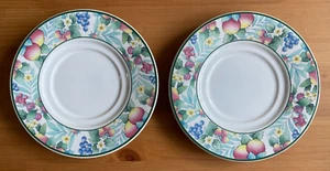 JARDIN STONEWARE THAILAND FRUIT & FLORAL DESIGN - 2 x SAUCERS (15.5cm) - Picture 1 of 3