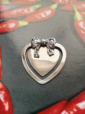 Segnalibro Fermapagina  CUORE CON FIOCCO Argento 925 - Immagine 1 di 4