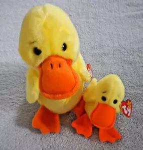 SET TY BEANIE BUDDY & BABY - CIARLATANI - ANATRA GIALLA ANATROCCOLO APRILE 19 COMPLEANNO - Foto 1 di 12