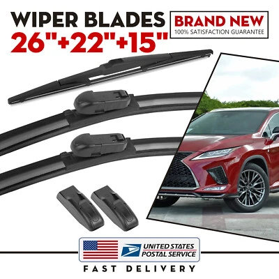 JUEGO LIMPIAPARABRISAS 26"&22"&15" REPUESTO PARA LEXUS RX330 RX350 RX400h RX450 NUEVO Foto 1 de 4
