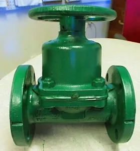 Straight Diaphragm Valve Soft Rubber Lined ITT GRINNELL 2" FF Flanged Cast Iron - Picture 1 of 11